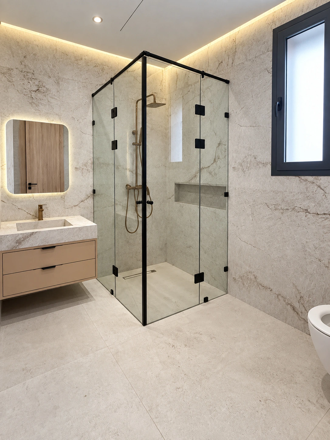 Salle de bain contemporaine de la villa Route de Tahanaout