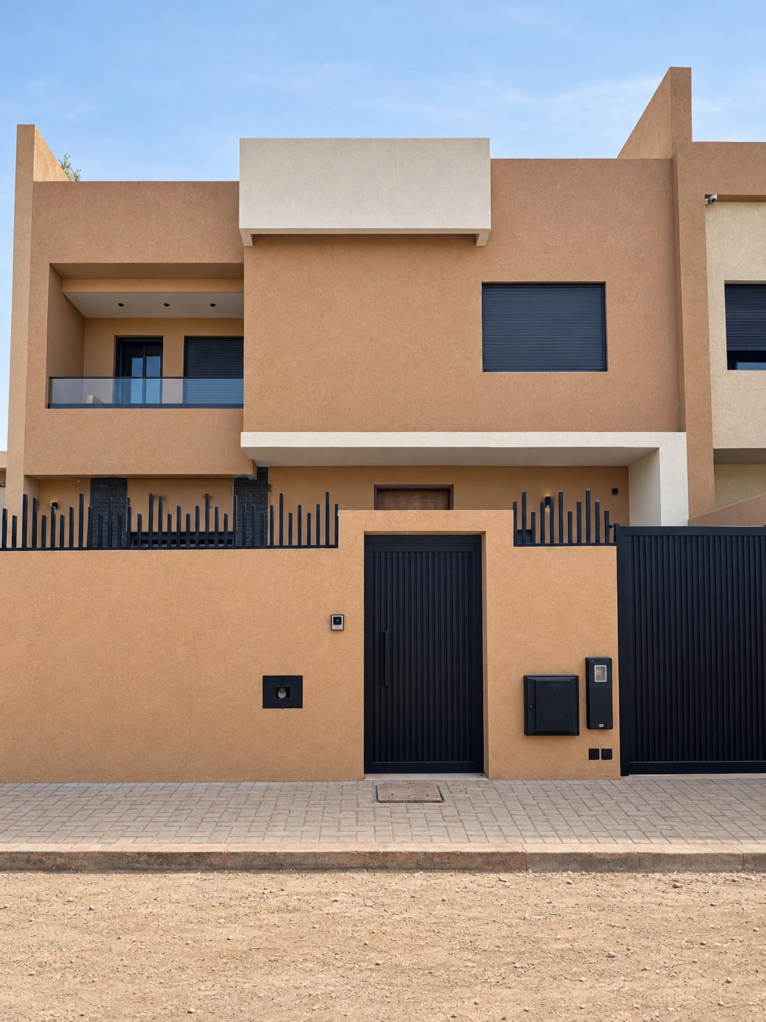 Façade contemporaine de la villa Route de Tahanaout