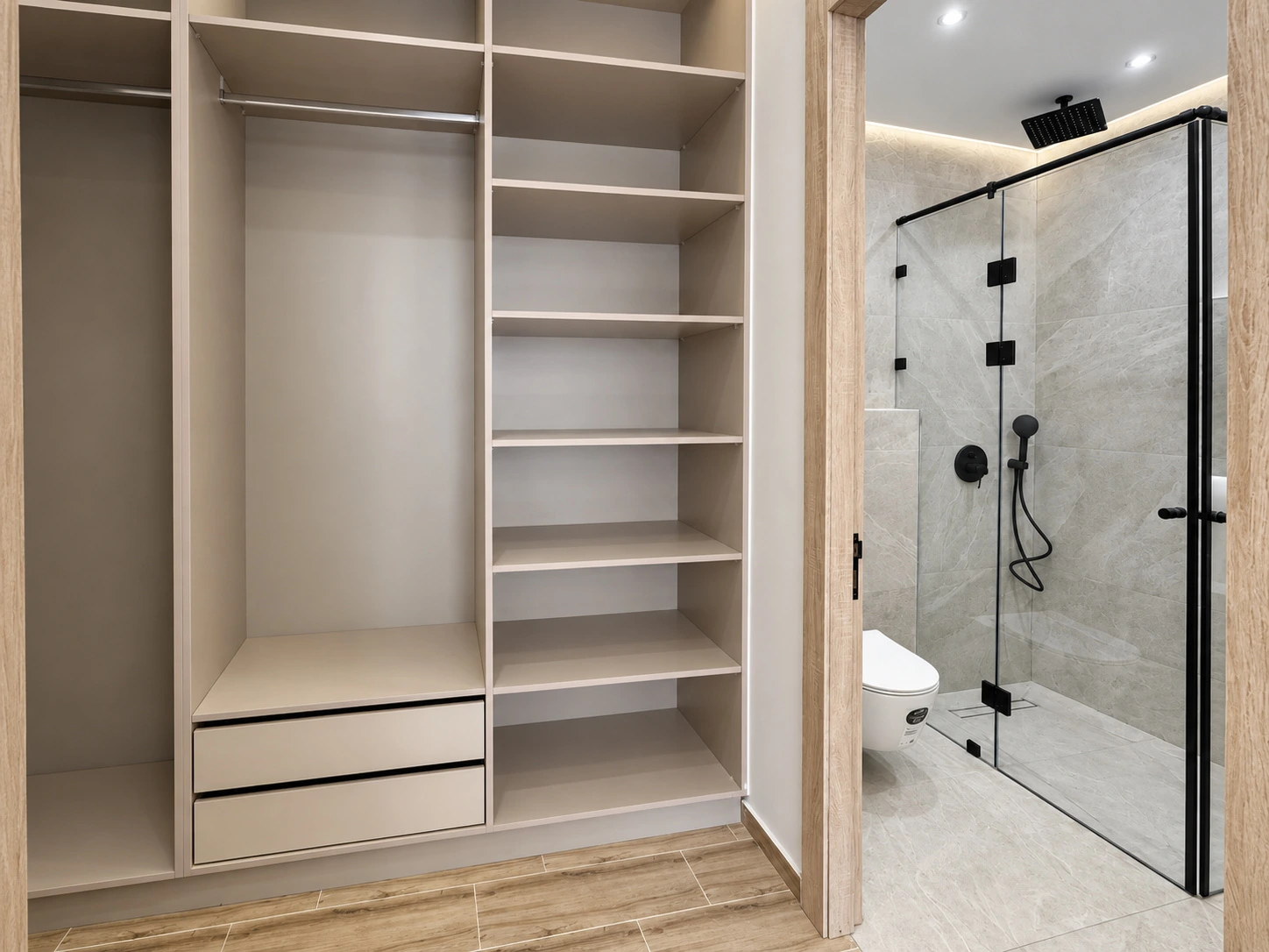Dressing et salle de bain d’une suite de la villa